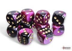 Gemini Black-Purple/gold 16mm d6 Dice Block (12 dice) - CHX26640